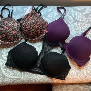 Set of 3 Victoria Secret Sexy Tee Push Up Bra 34C
